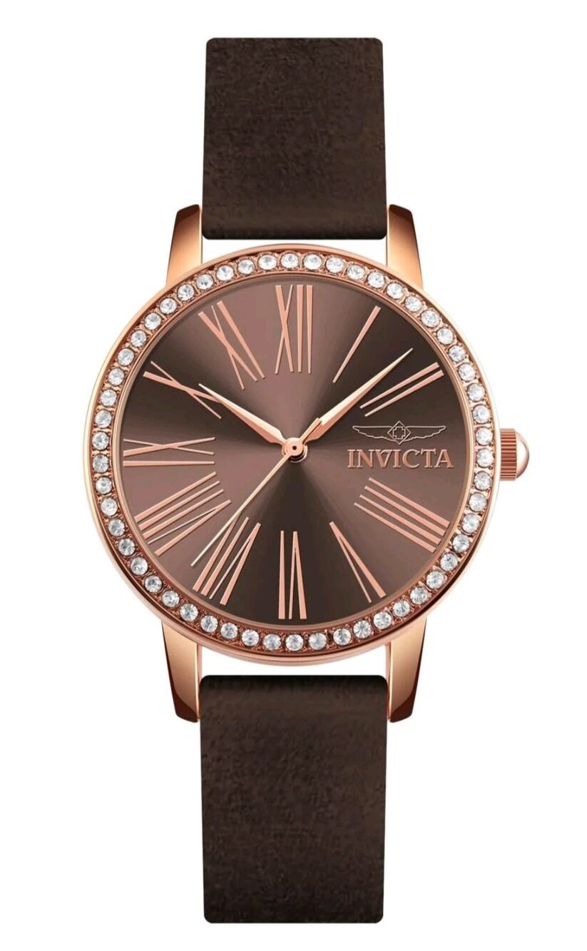 70445 - Invicta Celestial Lady 31mm Rose Gold Tone Case Brown Metal Dial Brown
